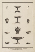 TvB G 5129
<br/>
Stukken uit het museum te Napels (vasen en twee haarpinnen)
<br/>
<em>Choffard, Pierre Philippe (1730 - 1809)</em>
